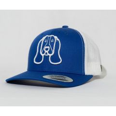 GORRA FLEXFIT PETCAPS BASSET HOUND AZUL/BLANCA - TALLA UNICA
